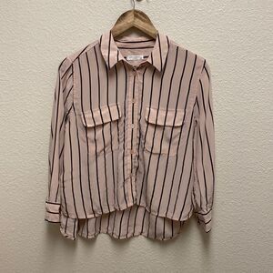 Equipment Femme Silk Stripe Button Blouse Medium